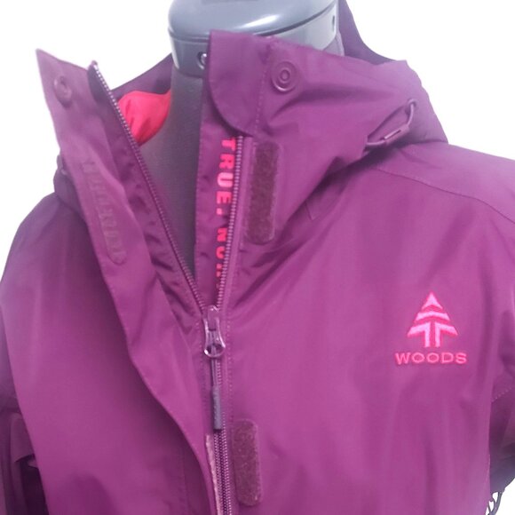 Woods Canatite Hooded Rain Jacket in Purple with Fuschia Lining - Size S - Picture 3 of 14